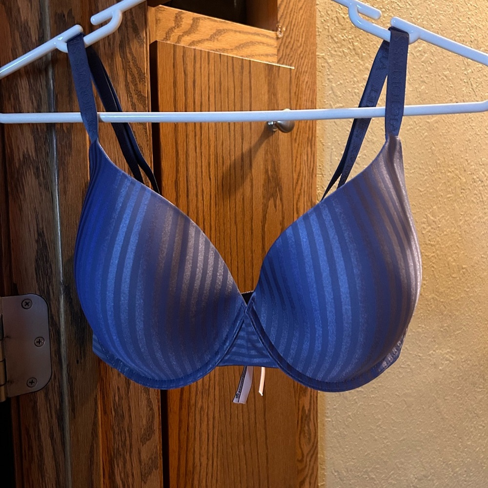 Silky blue striped Victoria Secret Bra 34DDD